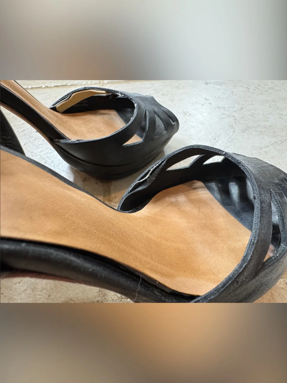 L.A.M.B. Black Cutout Open-Toe Stiletto Heels